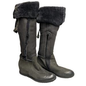 Napoleoni leather over knee boots fur lined made in Italy Italian leather 38